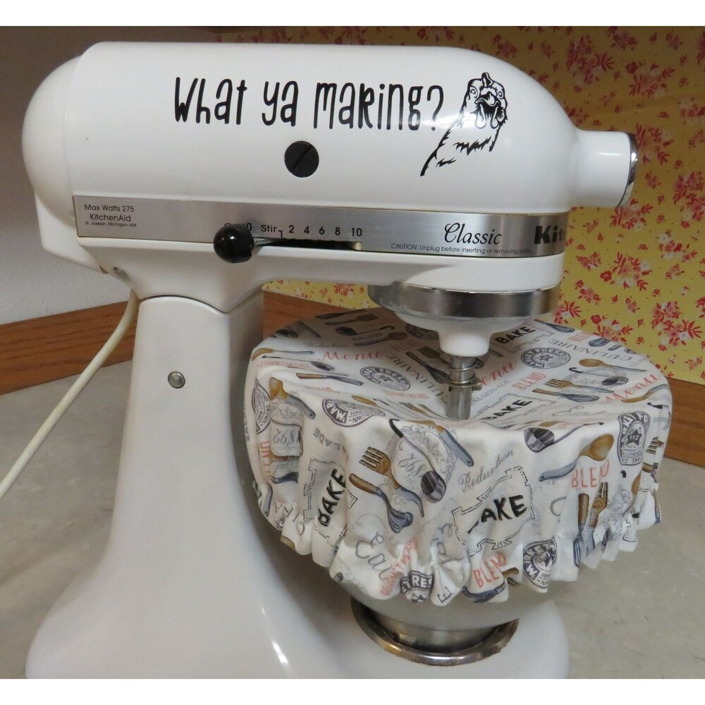 Kitchenaid Mixer Bowl Cover Reversible, Kitchen Baking Utensils and Blue Roses